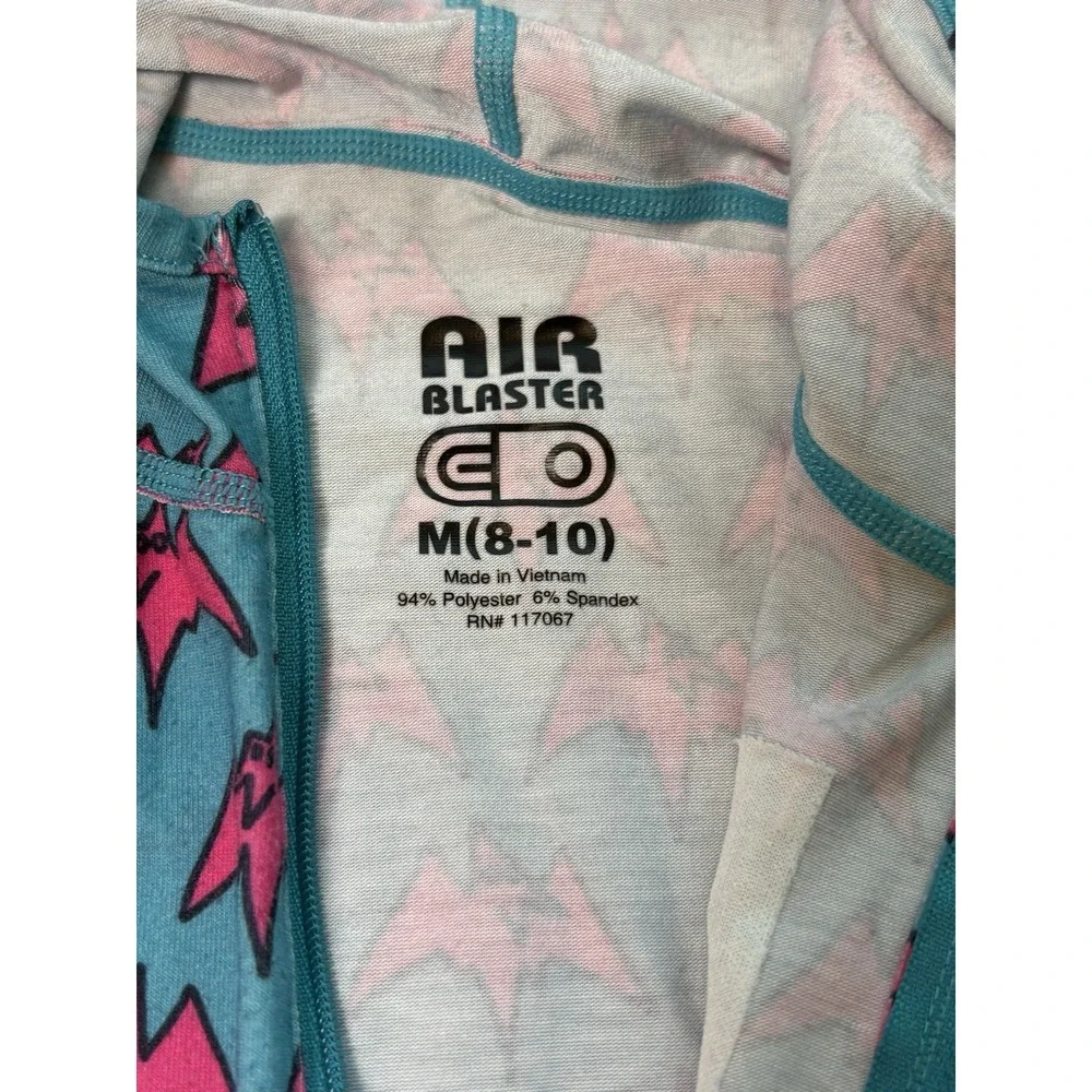 Airblaster One Piece Ninja Suit Youth M 8-10 Blue Pink Bat Print Hooded Camping